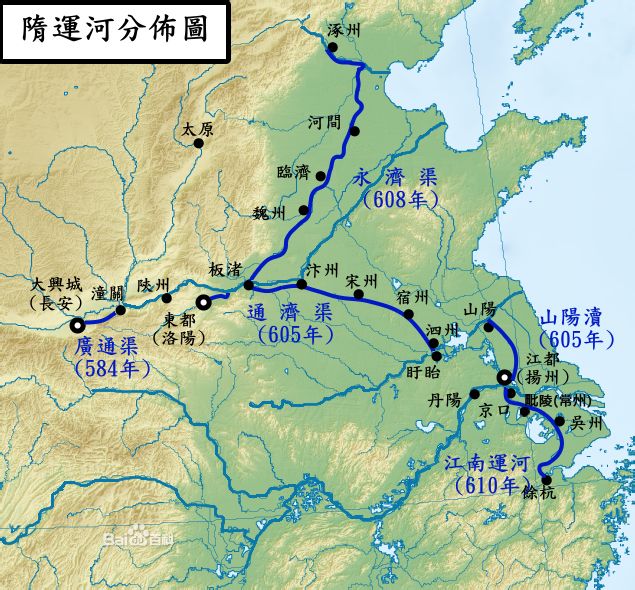 隋运河分布图