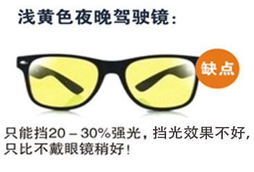 浅黄色驾驶镜挡光效果不好