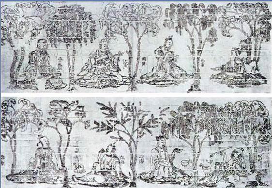 竹林七贤砖印模画 竹林七贤砖印模画