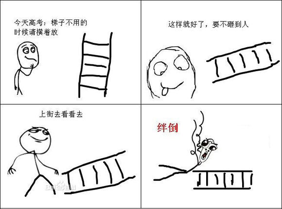 梯子不用时请横着放 梯子不用时请横着放