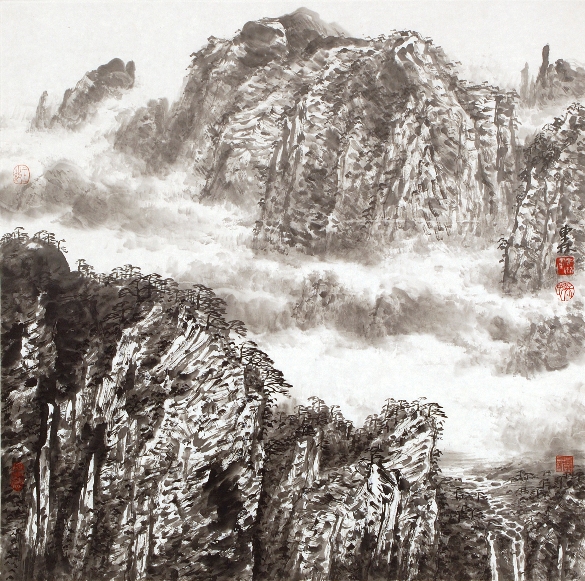 山水画 水墨太行