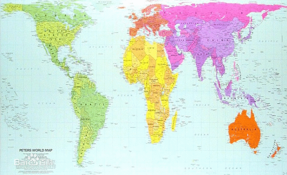 高尔-彼得斯投影世界地图 高尔-彼得斯投影世界地图
