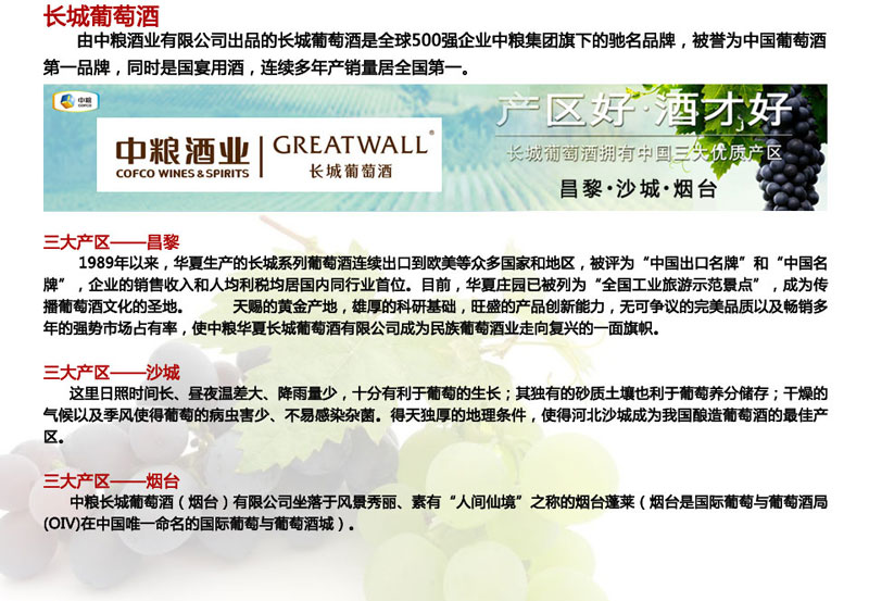 直观了解长城葡萄酒