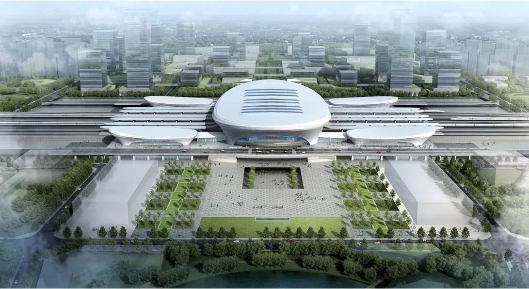 临沂北站正面鸟瞰图 临沂北站正面鸟瞰图