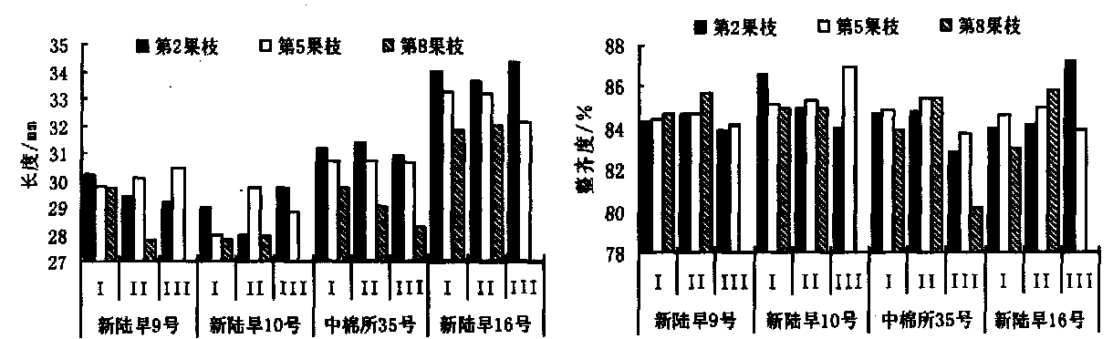 不同品种不同播期棉纤维长度的变化