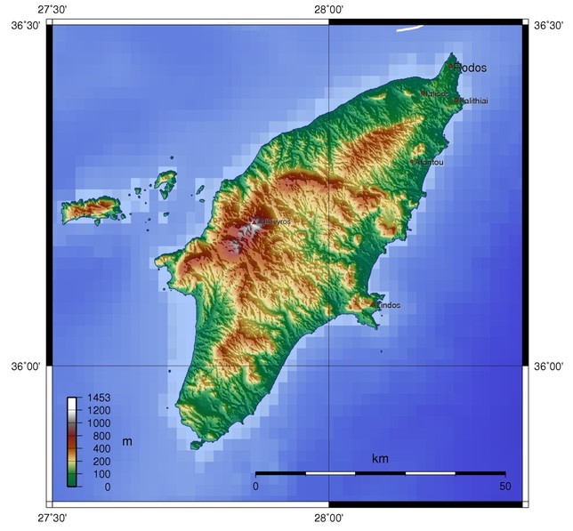 罗德岛的地形图