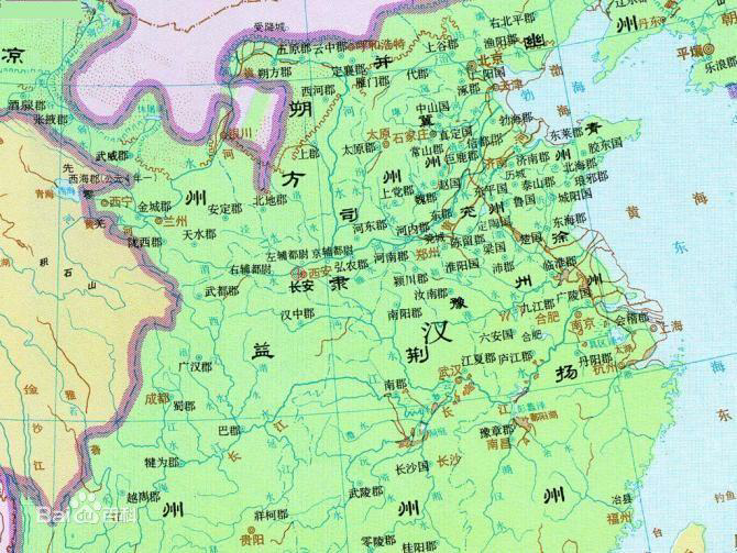 东汉初期政区图