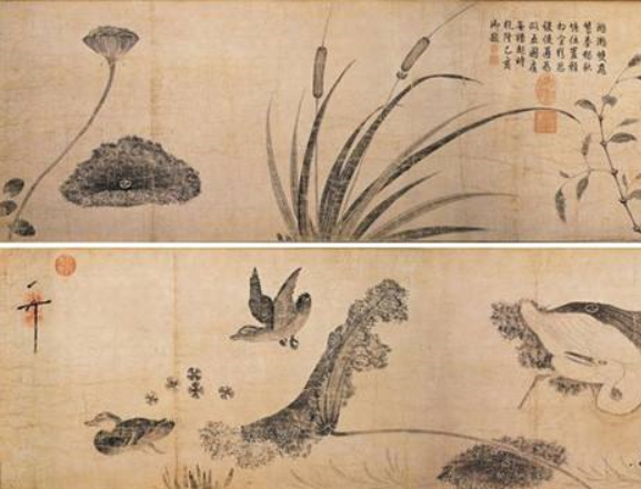 池塘秋晚图(宋徽宗赵佶画作)