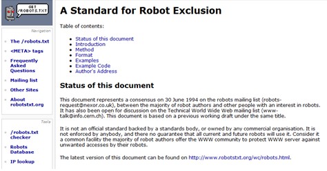 维基百科上描述的robots协定的最原始起源 维基百科上描述的robots协定的最原始起源