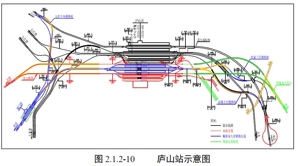 九江南站(庐山站)初步规划示意图 九江南站(庐山站)初步规划示意图