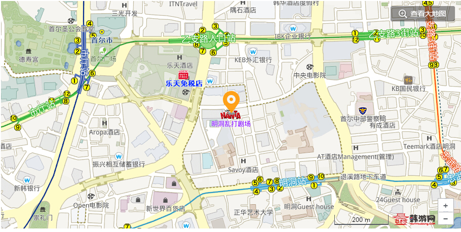 明洞乱打秀地理位置 明洞乱打秀地理位置