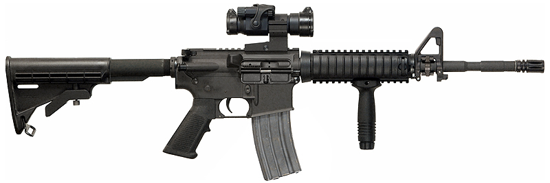 M4-A1卡宾枪,M68内红点瞄準器RIS护木。 M4-A1卡宾枪,M68内红点瞄準器RIS护木。