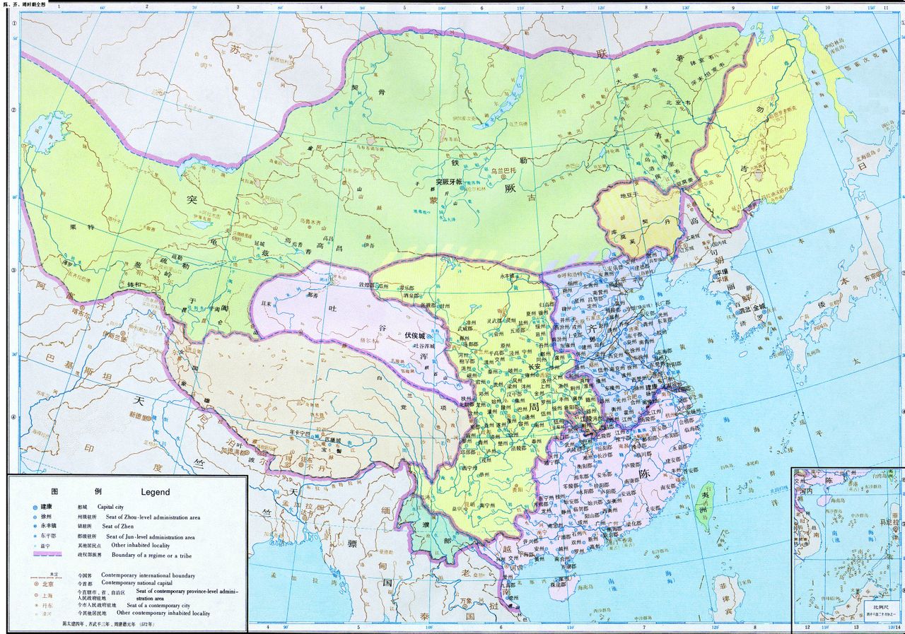 南北朝末期形势图