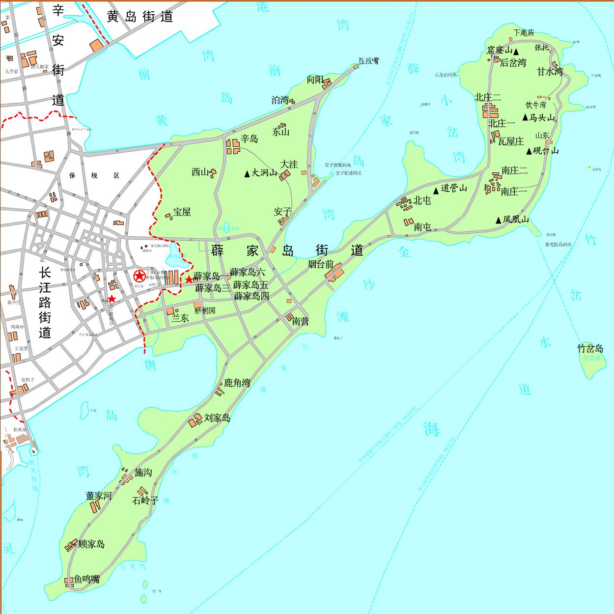 薛家岛街道下辖村居地理位置 薛家岛街道下辖村居地理位置