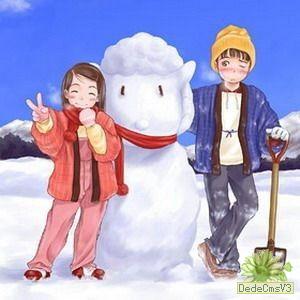 卡通-堆雪人 卡通-堆雪人
