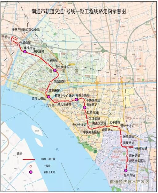 南通捷运1号线线路走向图 南通捷运1号线线路走向图