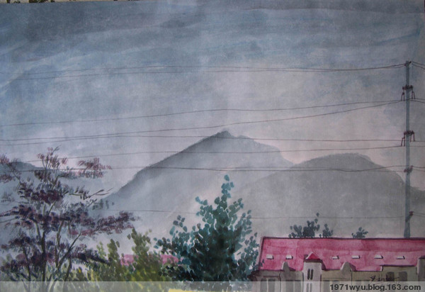 水彩画《蓟县的翠屏山》 吴玉阳作 水彩画《蓟县的翠屏山》 吴玉阳作