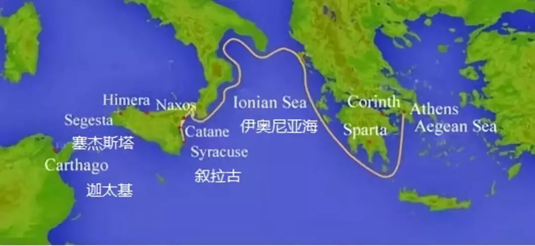 雅典远征军跌跌撞撞的路线图