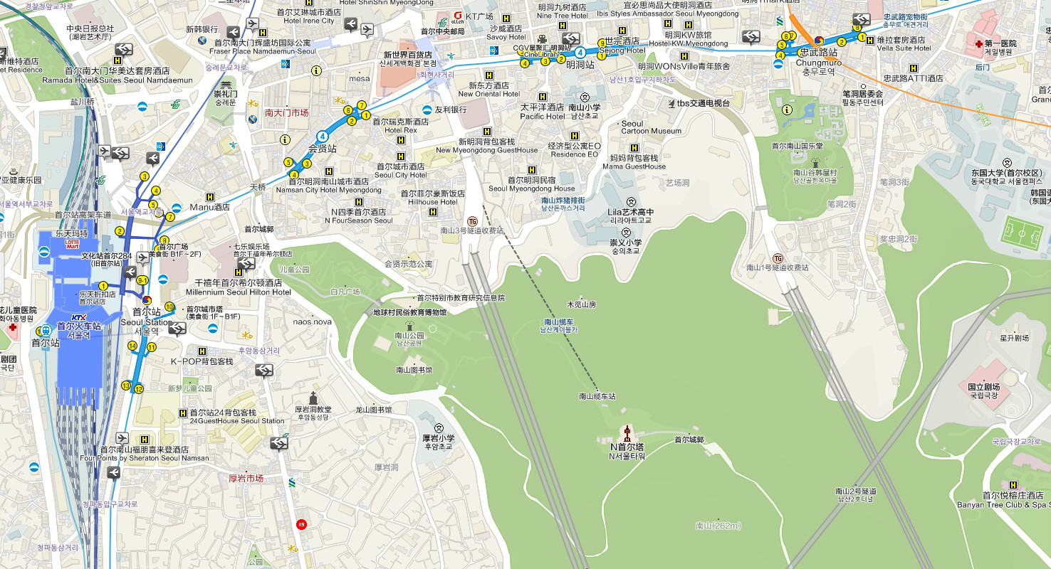 韩国南山地图