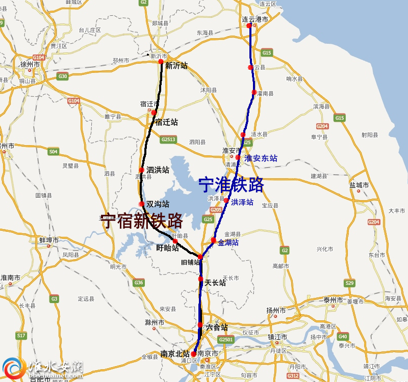 宁宿新铁路走向模拟图 宁宿新铁路走向模拟图