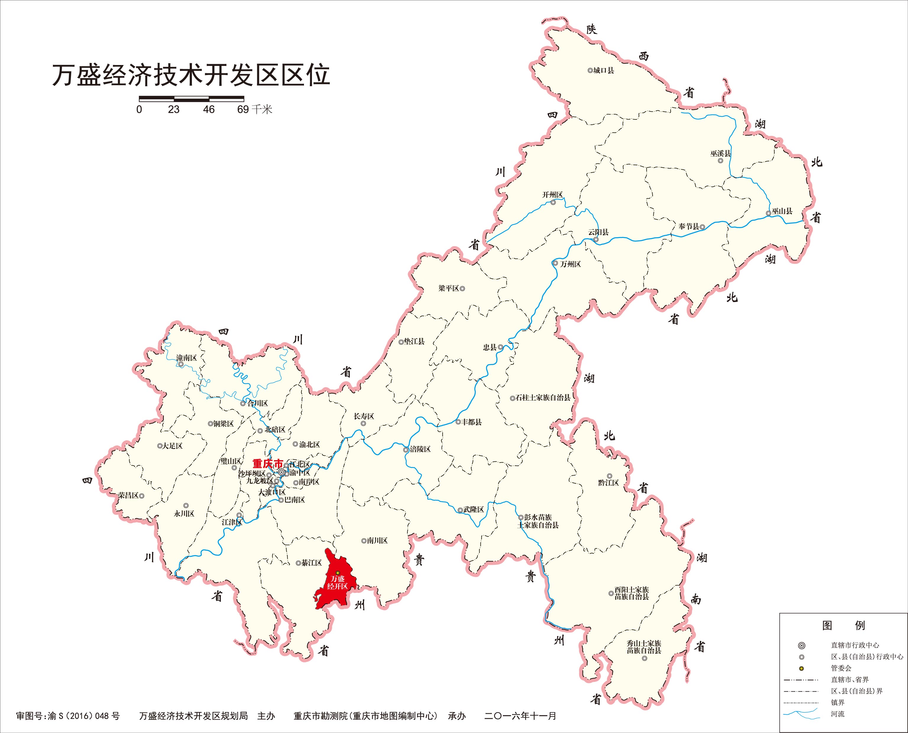 万盛经开区在重庆市的区点阵图