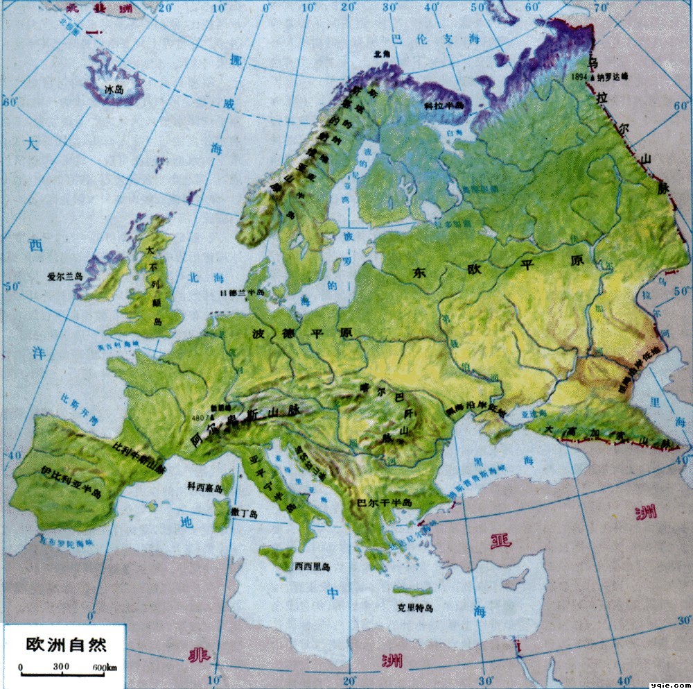 东欧平原的地形图 东欧平原的地形图